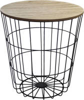 Parya Home & Styling - Bijzettafel Op Mand - Hout / Metaal - Ø39x41 Cm
