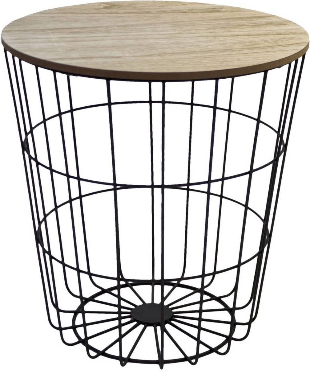 Parya Home & Styling - Bijzettafel Op Mand - Hout / Metaal - Ø39x41 Cm