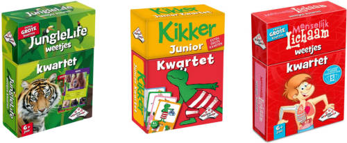 Identity Games Spellenbundel - Kwartet - 3 Stuks - Junglelife Kwartet & Kikker Junior Kwartet & Menselijk Lichaam Kwartet