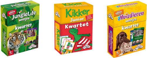 Identity Games Spellenbundel - Kwartet - 3 Stuks - Junglelife Kwartet & Kikker Junior Kwartet & Huisdieren Kwartet