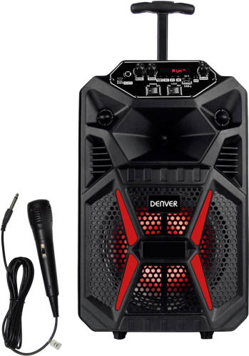 Denver Karaoke Set Incl. Microfoon En Lichteffecten - Partybox Bluetooth 100w/10w Rms - Tsp-120 - Zwart