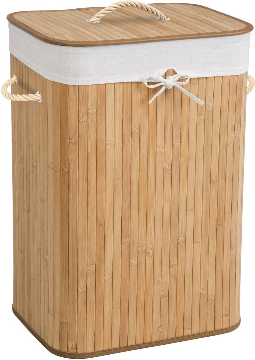 Tectake Bamboe Wasmand Incl. Waszak - 72l - Naturel
