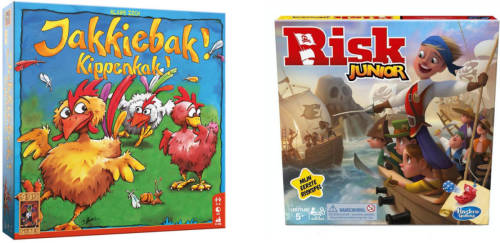 Hasbro Spellenset - Bordspel - 2 Stuks - Jakkiebak! Kippenkak! & Risk Junior