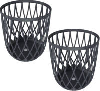 Shoppartners 2x Stuks Kunststof Opbergmanden Antraciet 39 Cm - Opbergmanden