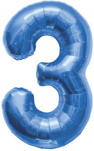 Shoppartners Cijfer 3 Blauw Helium 86cm