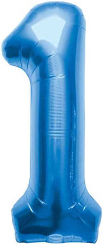 Shoppartners Cijfer 1 Blauw Helium 86cm