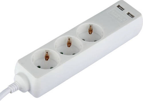 BES LED Verlengsnoer Met Usb - Viron Serino - 3680w - 3 Stopcontacten - 1.5 Meter - Wit Nederland