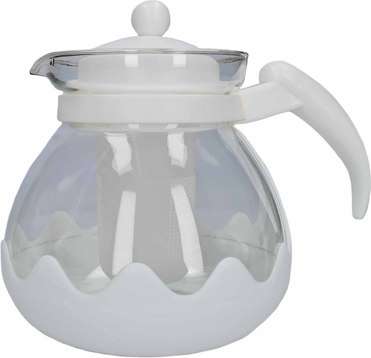 Gerim Witte Glazen Theepot 1,25 Liter Met Filter/infuser - Theepotten