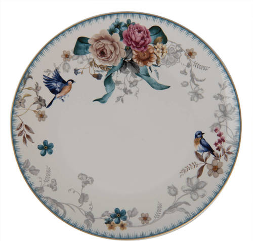 Clayre & Eef Servies Dinerbord Ø 26*2 Cm Wit Porselein Eetbord Eetbord