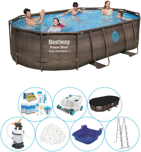 Bestway Power Steel Swim Vista Ovaal 488x305x107 Cm - Zwembad Super Deal