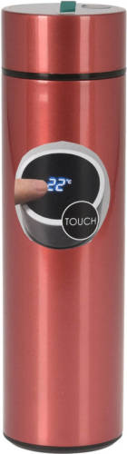 Excellent Houseware Rvs Warmhoud Thermofles / Isoleerfles Voor Onderweg Metallic Rood 450 Ml - Thermosflessen