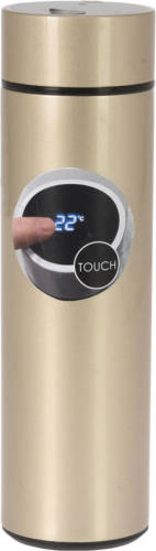 Excellent Houseware Rvs Warmhoud Thermofles / Isoleerfles Voor Onderweg Metallic Goud 450 Ml - Thermosflessen