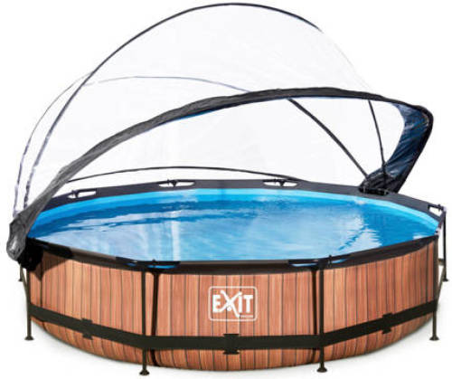 EXIT Toys Exit Wood Zwembad ø360x76cm Met Filterpomp En Overkapping - Bruin