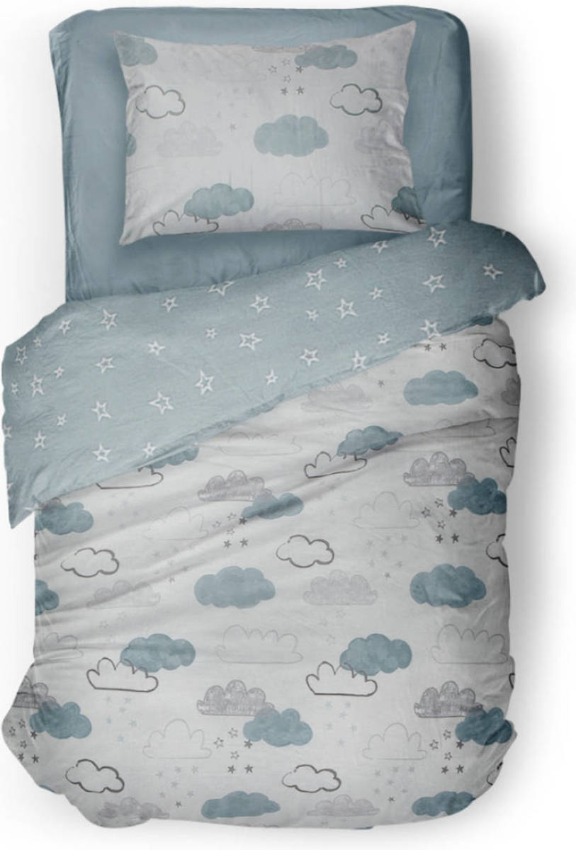 Linnick Kinder Dekbedovertrek 100% Katoen Cloudie - Blue 140x200cm
