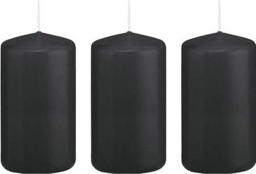 Trend Candles 3x Stuks Stompkaarsen Zwart 10 Cm - Stompkaarsen