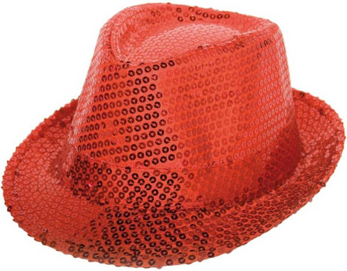 Shoppartners Trilby Hoed Met Glitters - Rood
