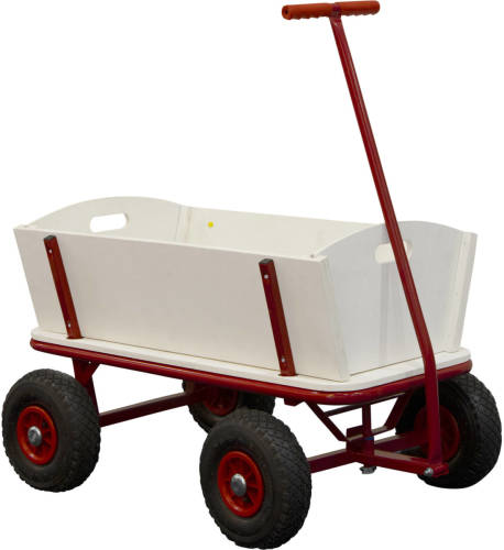 Sunny Billy Beach Wagon / Bolderkar Van Blank Hout Bolderwagen Met Luchtbanden In Rood