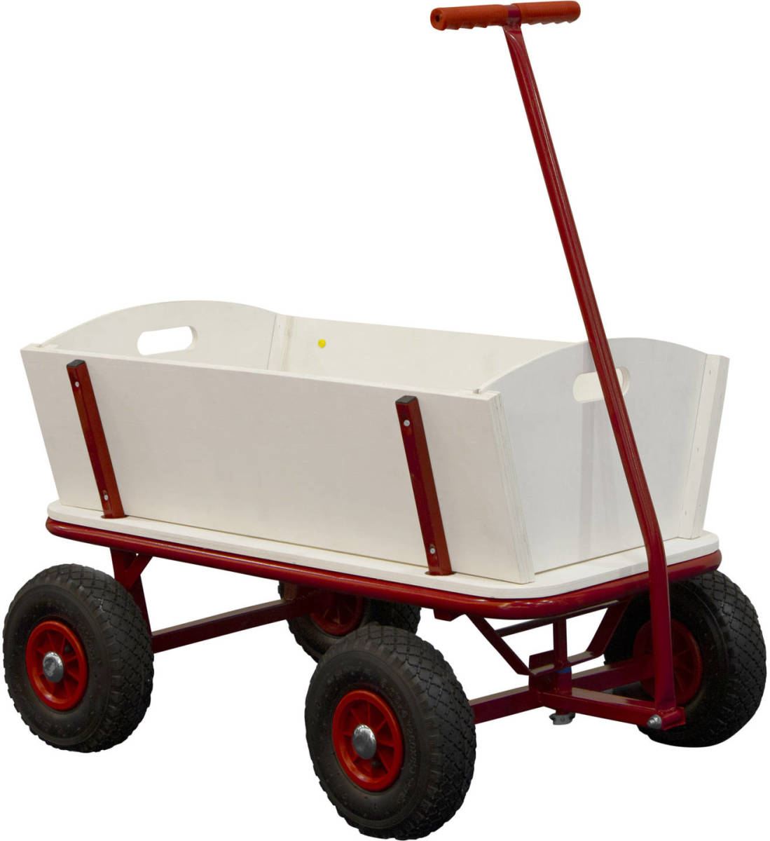 Sunny Billy Beach Wagon / Bolderkar Van Blank Hout Bolderwagen Met Luchtbanden In Rood