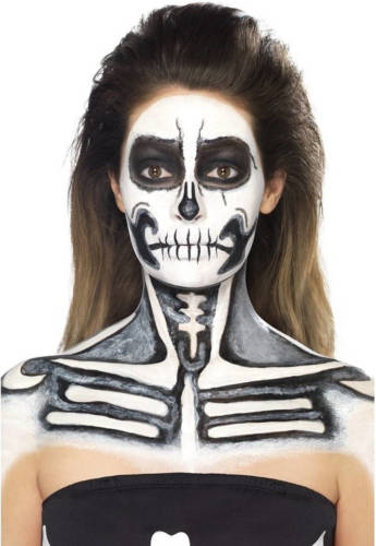 Smiffy's Halloween Schmink Set Skelet Zwart Wit - Schmink