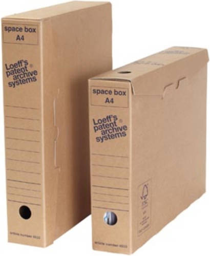 OfficeTown Loeff's Archiefdoos Space Box, Ft 320 X 240 X 60 Mm, Bruin, Pak Van 8 Stuks