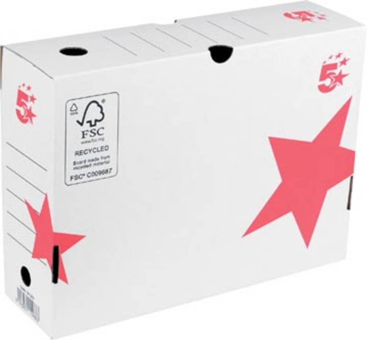 OfficeTown 5 Star Archiefdoos Ft 25 X 33 X 10 Cm (H X L X B), Wit/rood