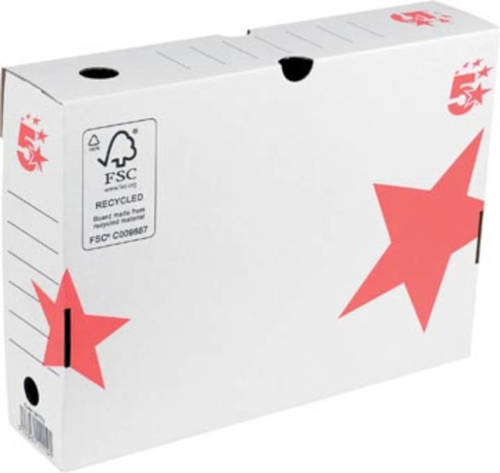 OfficeTown 5 Star Archiefdoos Ft 25 X 33 X 8 Cm (H X L X B), Wit/rood