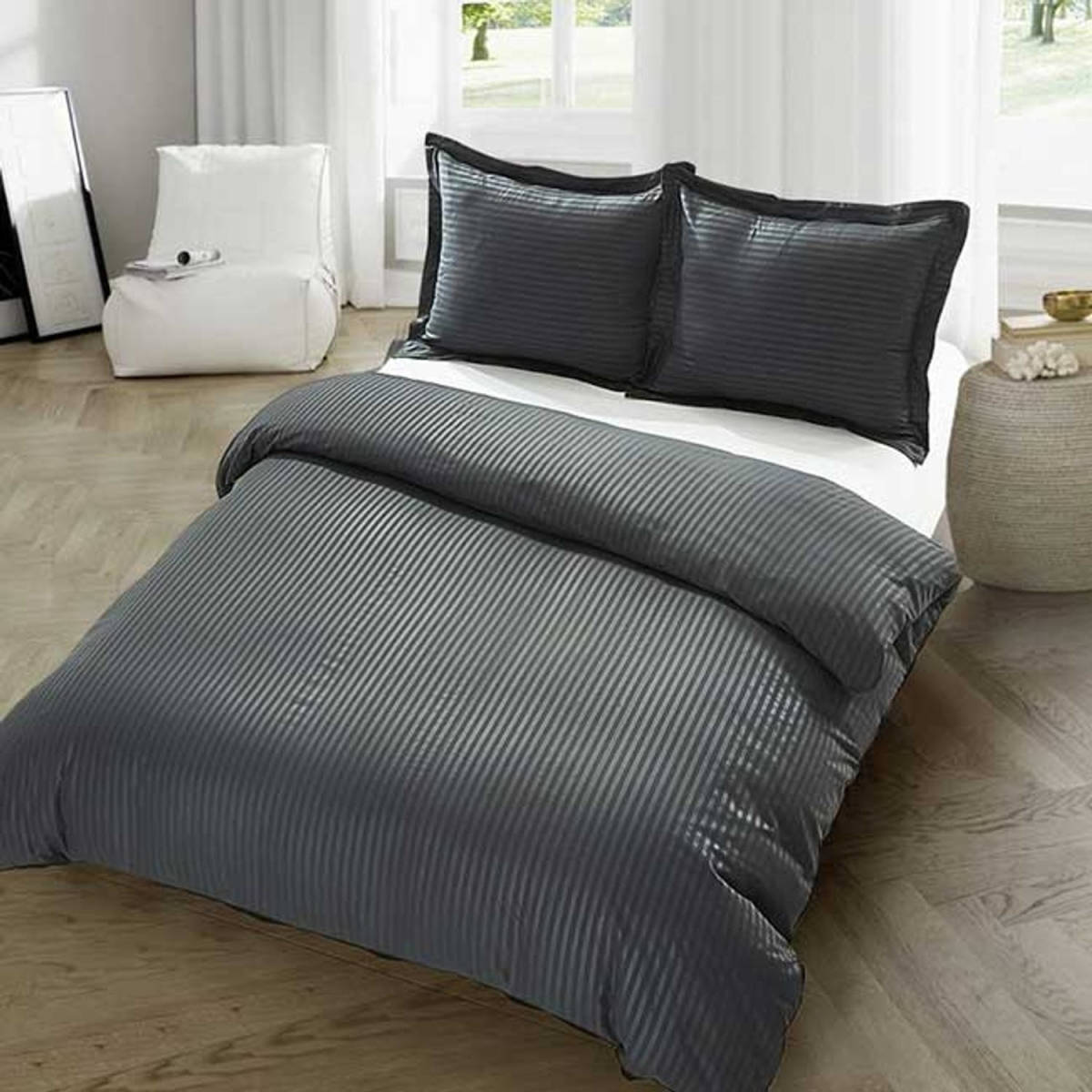 Homeshopping24 Dekbedovertrek Barcelona Anthracite-140x200/220