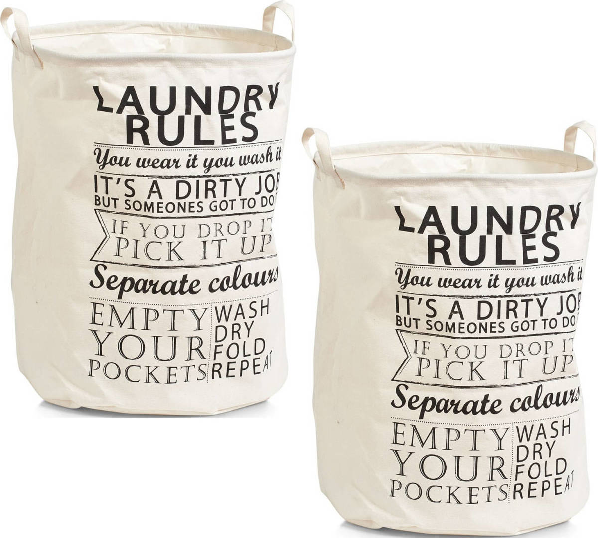 Shoppartners 2x Ronde Creme Wasmanden Van Stof 38 X 48 Cm - Wasmanden