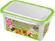 Hega Hogar 3x Voedsel Plastic Bewaarbakje 2,5 Liter Transparant/groen - Vershoudbakjes