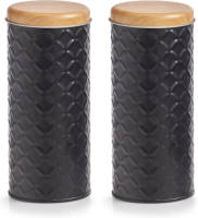 Zeller 2x Bewaar/voorraad Blikken Koffiepads Zwart 18 X 7,5 Cm 2,4 Liter - Voorraadblikken