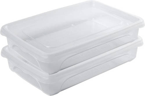 Hega Hogar 2x Voorraad/vershoudbakjes Laag 0,5 Liter Transparant 18 X 12 X 4 Cm - Vershoudbakjes