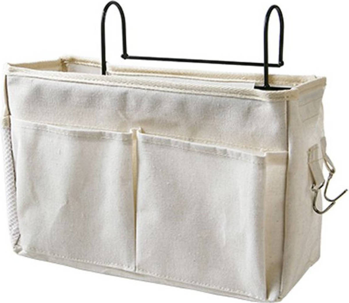 FLOKOO Bedside Pocket - Bed Opbergzak - Katoen - Wit