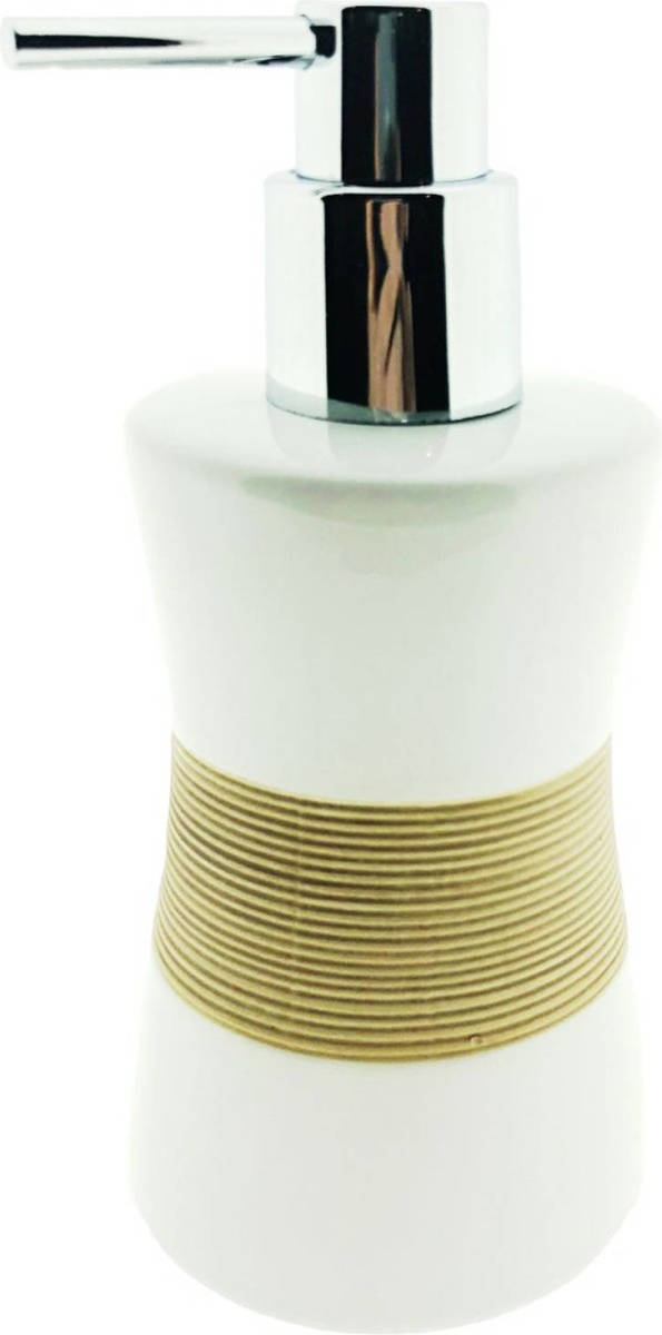 Benza Arowell Zeeppomp Keramiek Met Ribbels Wit/zand Ø 8 X 17 Cm