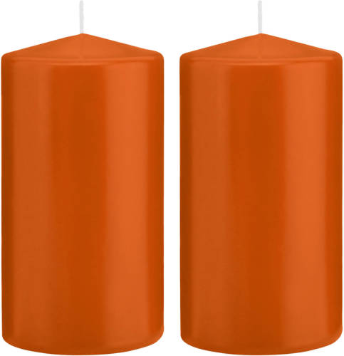 Trend Candles 2x Oranje Cilinderkaarsen/stompkaarsen 8 X 15 Cm 69 Branduren - Stompkaarsen