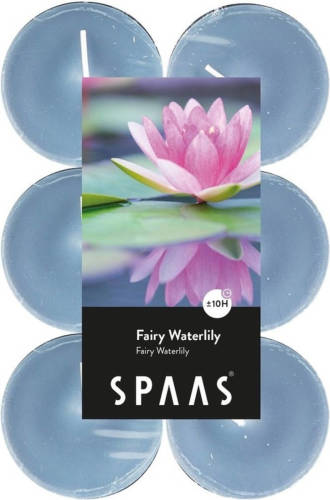 Shoppartners 12x Maxi Theelichten Waterlelie Bloemen Geurkaarsen Fairy Waterlily 10 Branduren - Geurkaarsen