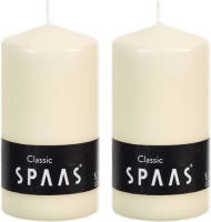 Candles by Spaas 2x Ivoor Cilinderkaarsen/stompkaarsen 6 X 10 Cm 25 Branduren - Stompkaarsen