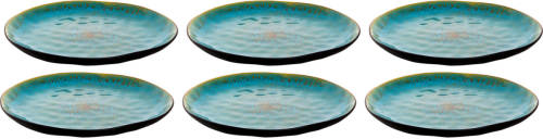 Palmer Bord Lotus 27.5 Cm Turquoise Zwart Stoneware 6 Stuk(s)