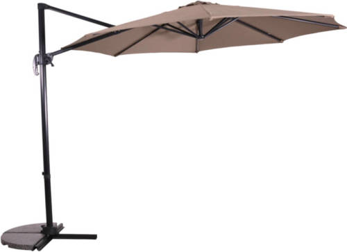 Lesliliving Zweefparasol Libra Taupe Ø300 Cm - Inclusief Kruisvoet & Hoes