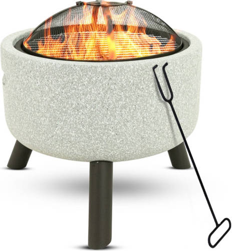 MaxxGarden Ares Barbecue - Vuurschaal - Terrashaard - Mgo Tuinhaard - 45cm - Wit