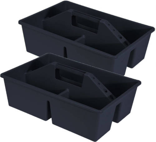 Excellent Houseware 2x Stuks Gereedschap Opbergbox/opbergdoos/mand Antraciet Met Handvat 39 X 26 X 12 Cm Kunststof - Opbergbox