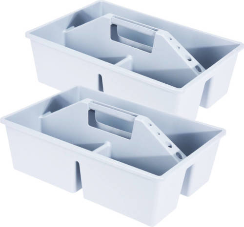 Excellent Houseware 2x Stuks Gereedschap Opbergbox/opbergdoos/mand Wit Met Handvat 39 X 26 X 12 Cm Kunststof - Opbergbox