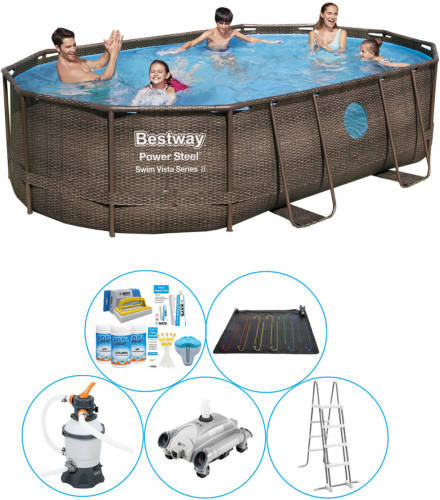 Bestway Power Steel Swim Vista Ovaal 488x305x107 Cm - 6-delig - Zwembad Bundel