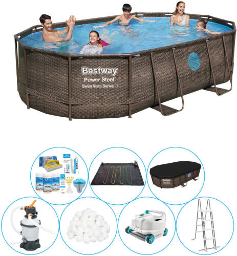 Bestway Power Steel Swim Vista Ovaal 488x305x107 Cm - Zwembad Met Accessoires