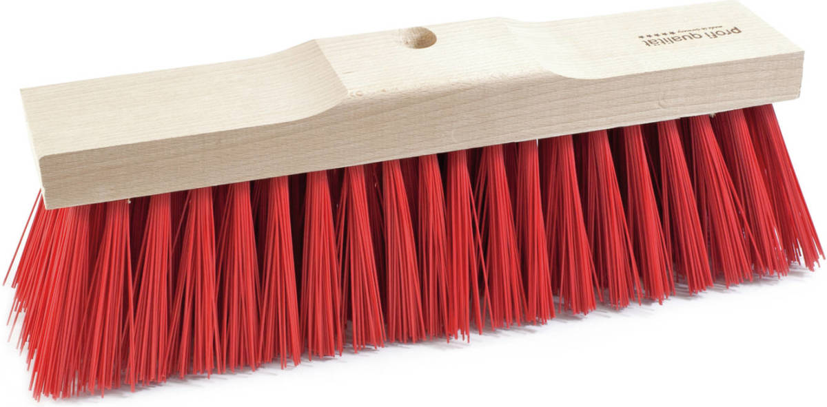 Shoppartners Straatbezem/buitenbezem Kop Elaston 42 Cm Met Rode Haren Extra Vol - Bezem