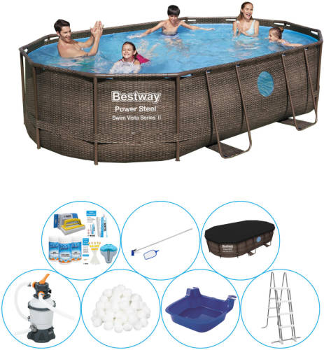 Bestway Power Steel Swim Vista Ovaal 488x305x107 Cm - Zwembad Set