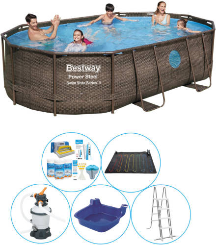 Bestway Power Steel Swim Vista Ovaal 488x305x107 Cm - 6-delig - Zwembad Met Accessoires