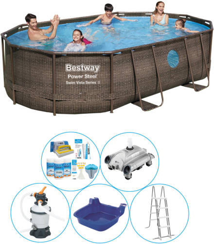 Bestway Power Steel Swim Vista Ovaal 488x305x107 Cm - 6-delig - Zwembad Pakket