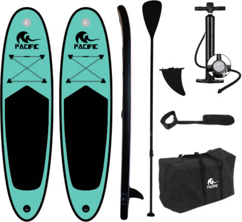 Duoset! Pacific Ocean Green Sup Board - Special Edition - 285 Cm - 6 Delig- Groen