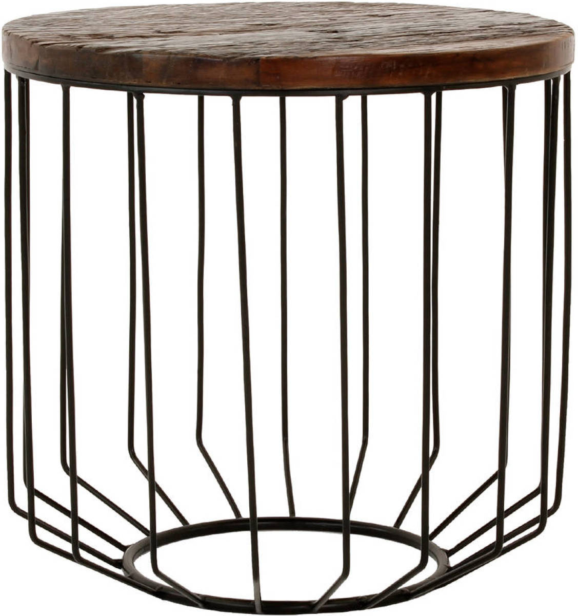 WOMO-Design Bijzettafel Zwart Met Massief Oud Houten Blad