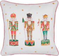 Clayre & Eef Sierkussen 40*40 Cm Wit Rood Katoen Vierkant Notenkrakers Sierkussenhoes Kussen Hoes Wit Sierkussenhoes